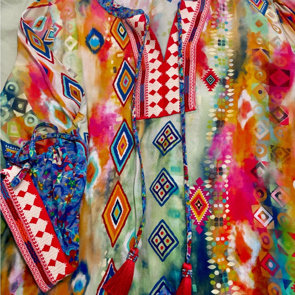 John Mark Multicolor Geometric Blouse
